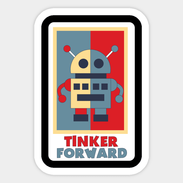 Tinker Robot Tri Color Retro Sticker by Tinker Forward Store